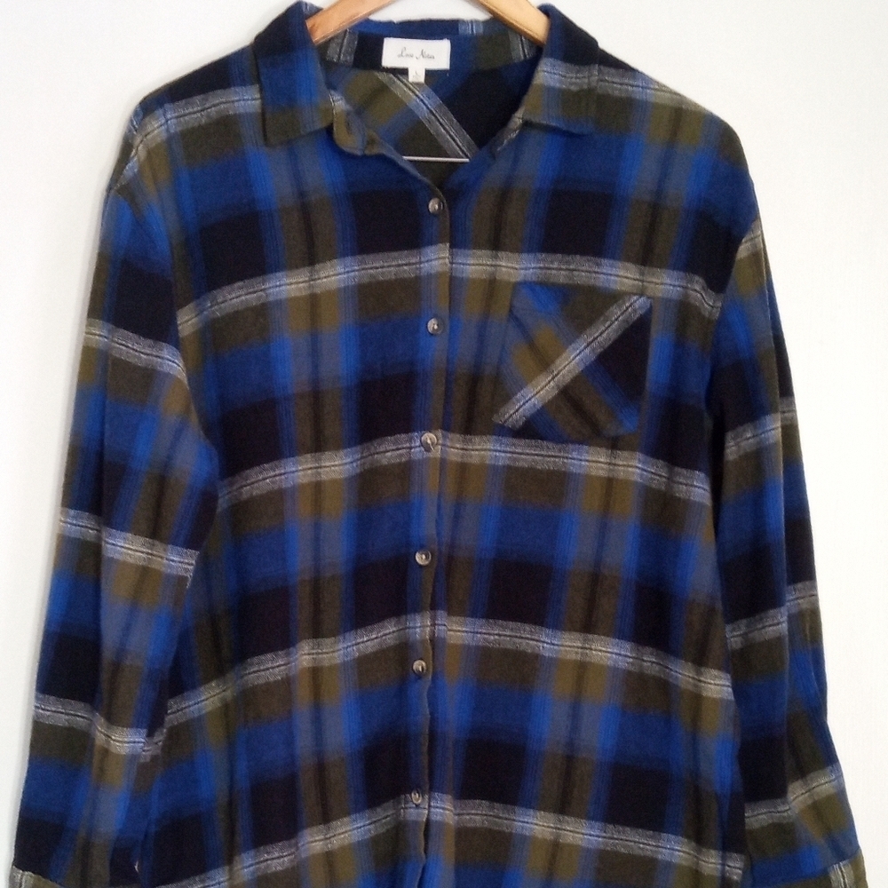Love Notes high low flannel women's size small